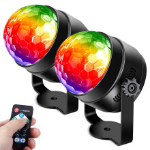 Disco Ball Party Lights 2 Pack RGB LED Stage Lights with 7Color Effects Sound Activated for Wedding Club
