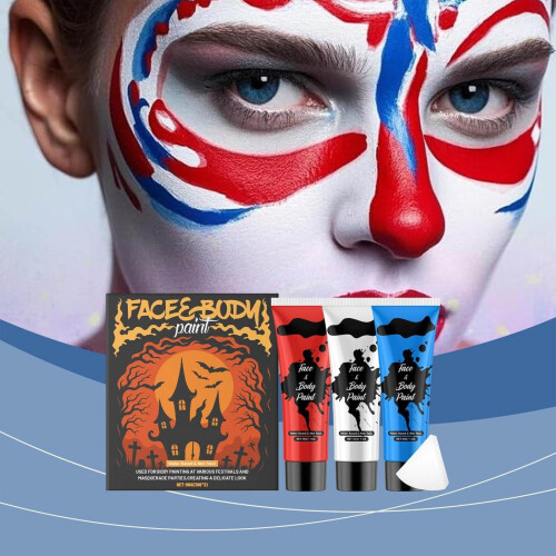 Face Paint Kit Waterproof QuickDry Bold Coverage 3 Colors Halloween Cosplay Makeup Set 1