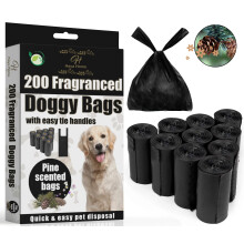 H Haya Home 200 Pine Scented Eco Tie Handles Large Dog Poo Bags on Roll Leak Proof Tear‑Resistant Dog Poo Bags Extra Strong Doggy Poop Waste