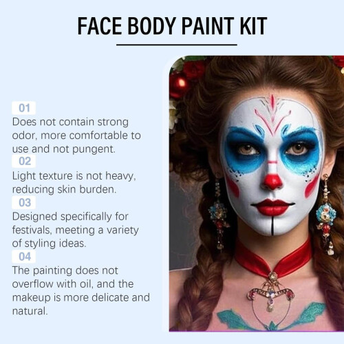 Face Paint Kit Waterproof QuickDry Bold Coverage 3 Colors Halloween Cosplay Makeup Set 2