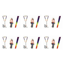 Pack Of 6 Rock Dummies With Rainbow Lanyards
