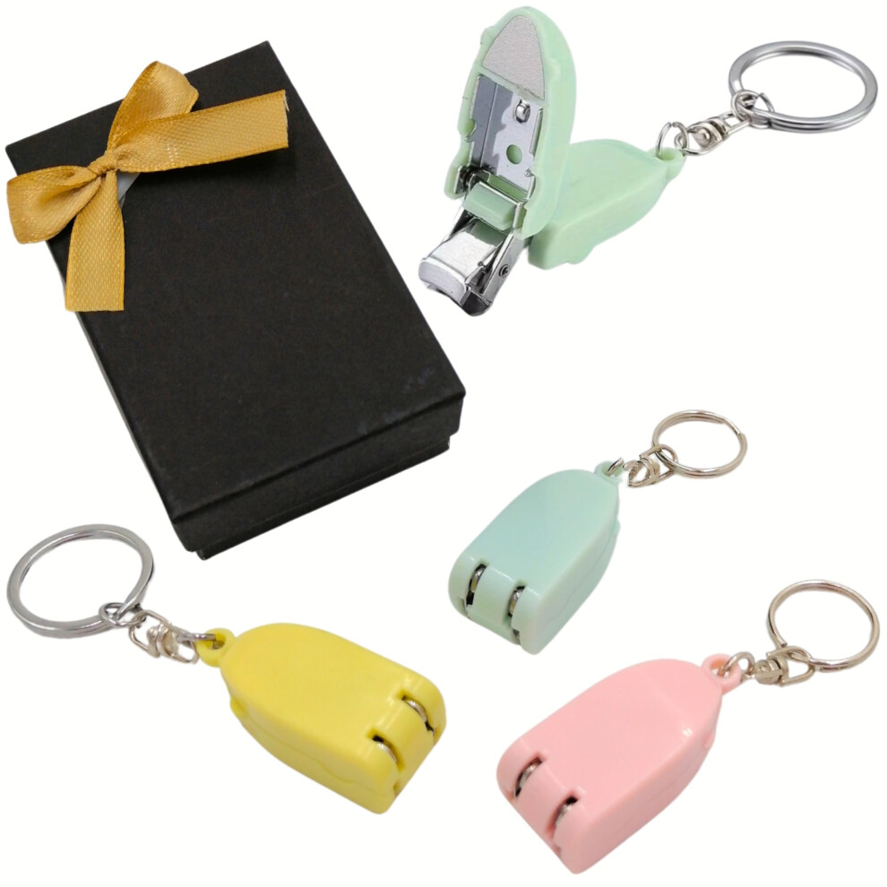 Mini Nail Clipper Set with Foldable Design, Builtin File, Pastel Colors, Keychain Travel Pack