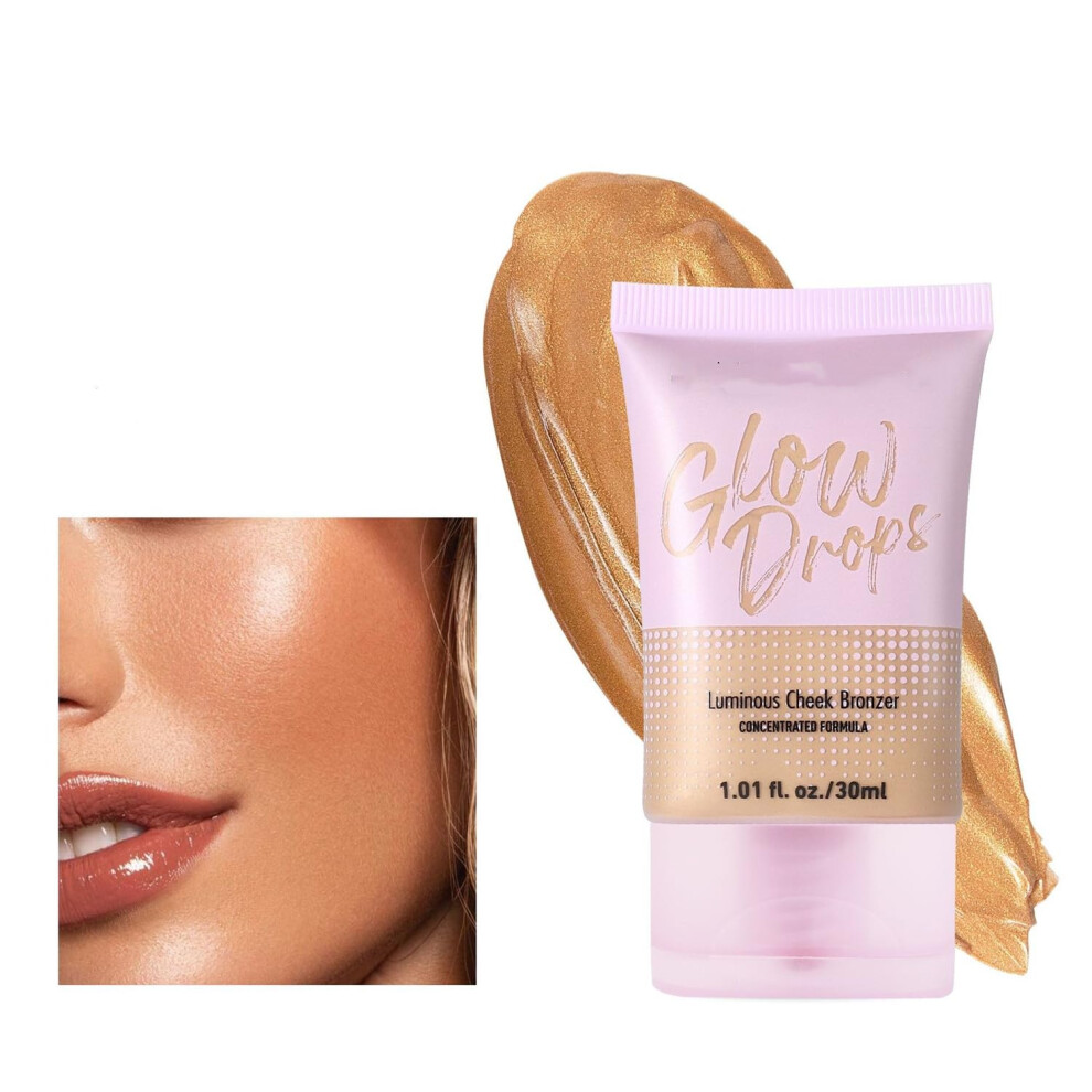Waterproof Dewy Liquid Foundation and Shimmer Glow Body Bronzer for Radiant Sunkissed Look 30ml Color 01