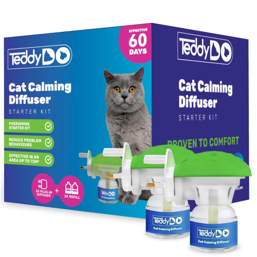 TeddyDo Calming Diffuser for Cats | 2 Diffusers + 2x48ml Refills |