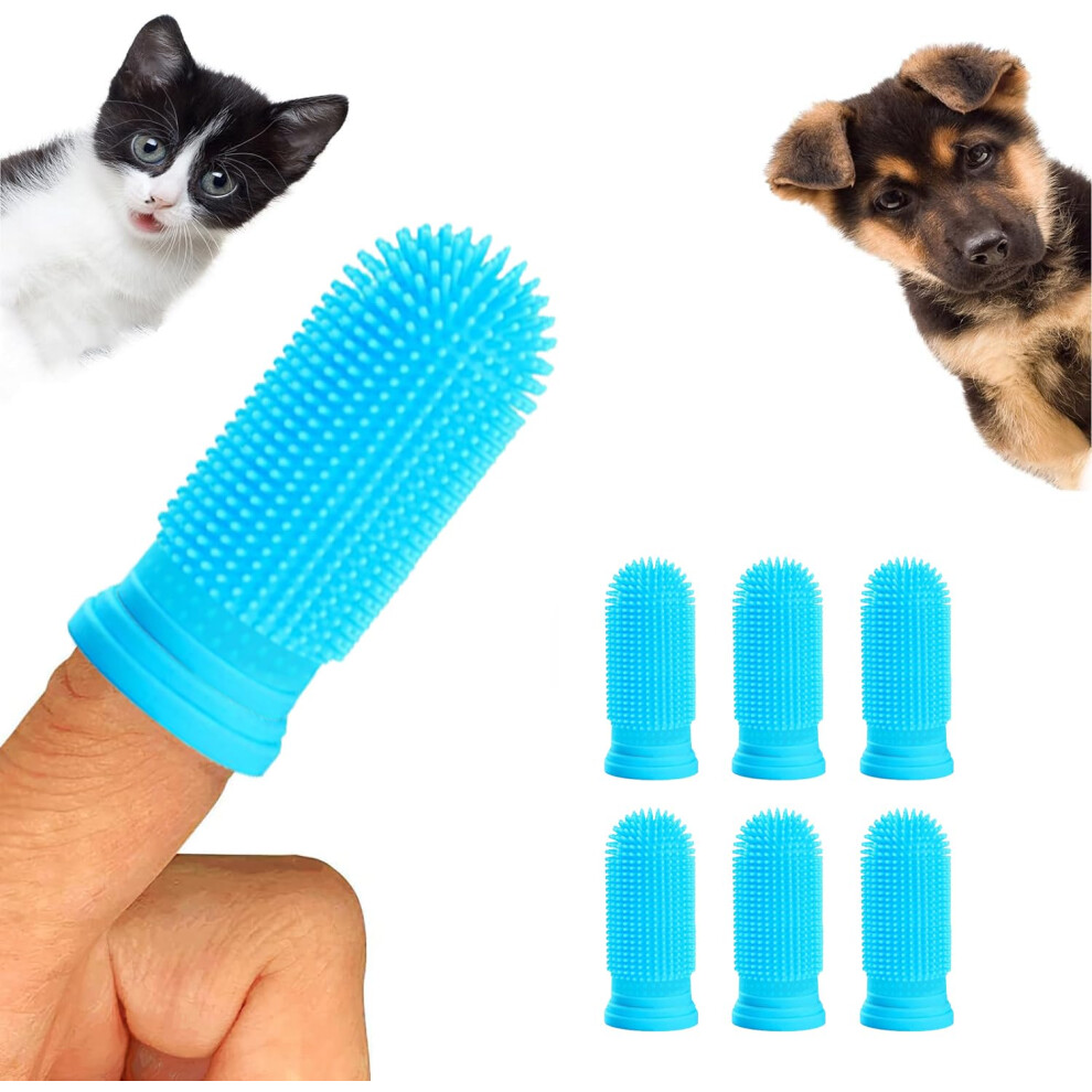 Vinuwu Dog Finger Toothbrush, 6Pcs Dog & Cat Toothbrush, 360Âº Silicone Puppy Tooth Brush, Dogs Cats Teeth Cleaning Dental Care