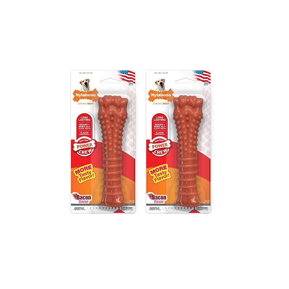 Nylabone Dura Chew Extreme Tough Dog Chew Toy Bone, Bacon Flavour, Xl,