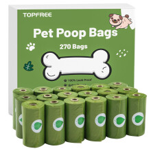 Topfree Poo Bags for Dog Waste, 18 Rolls 270 Dog Poop Bags, Super Strong 100% Leak Proof (Green)
