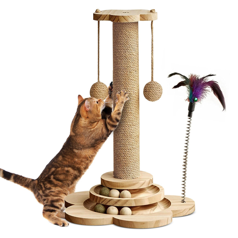 Fovvzdil Cat Scratching Post With Natural Sisal - Sturdy Cat Scratcher For Indo