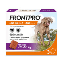 FRONTPRO Chewable Tablets Flea & Tick Treatment for Dogs 3 Pack (25-50kg)