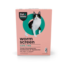 Pet Shield Worm Screen, Cat Worming Treatment - Vet Approved Dewormer for Cats & Kittens Over 6 Weeks / 1kg+ in Weight - Kills Roundworms, H
