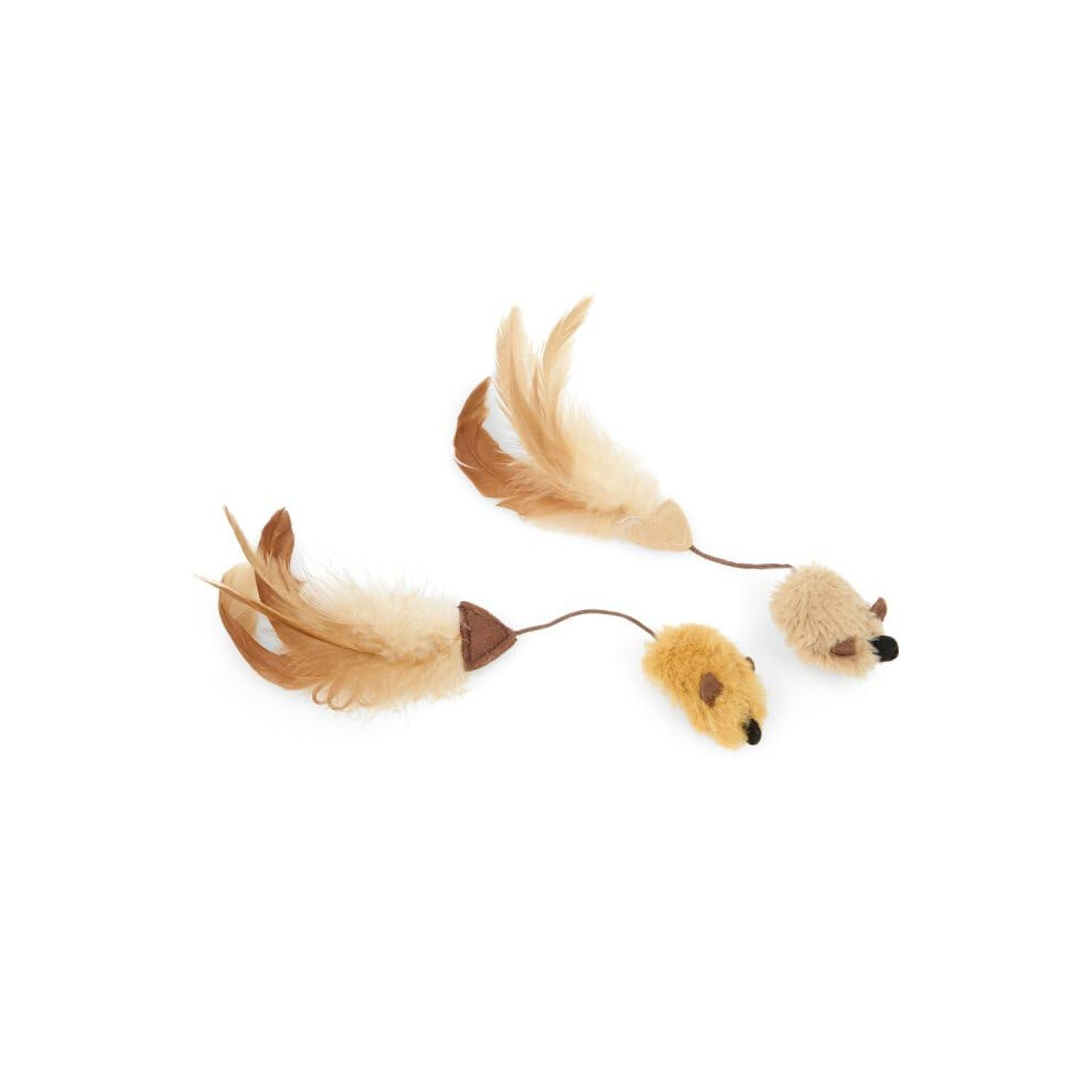 Petface Feather Tail Mice Plush Cat Toy, Filled With Natural Catnip, S