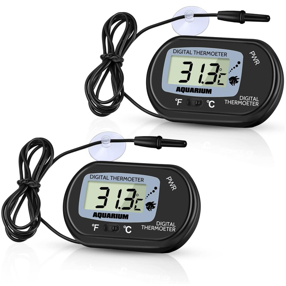 Zacro Pack Of 2 Lcd Digital Aquarium Thermometer Fish Tank Water Terrarium Temperature