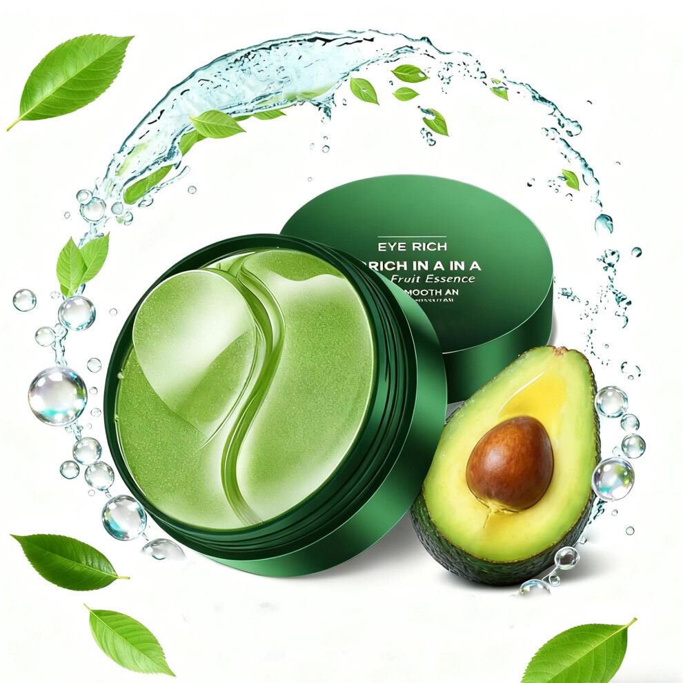 Dark 60 Pcs Avocado Under Eye Patches For Circles And Puffiness, Hydrating Antiwrinkle Eye Mask