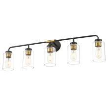 36.5 Inch Black and Gold Bathroom Vanity Light Fixture, 5Light Vintage Farmhouse Wall Sconce Lighting