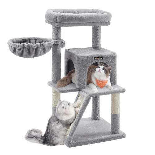 FEANDREA Feandrea Cat Tree Tower, Widened Perch for Large Cats, Light Grey PCT51WV1
