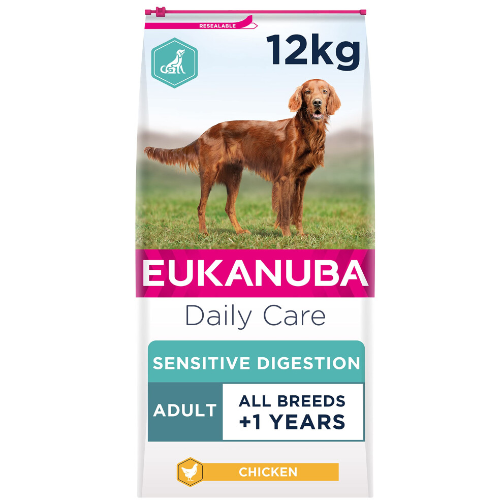 Eukanuba Sensitive Digestion Highly Digestible Complete Dry Dog Food For Adult Dogs With Chicken 12 Kg