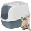 CAT CENTRE Hooded Cat Litter Tray, Dark Grey, Charcoal Filter, Deep 4