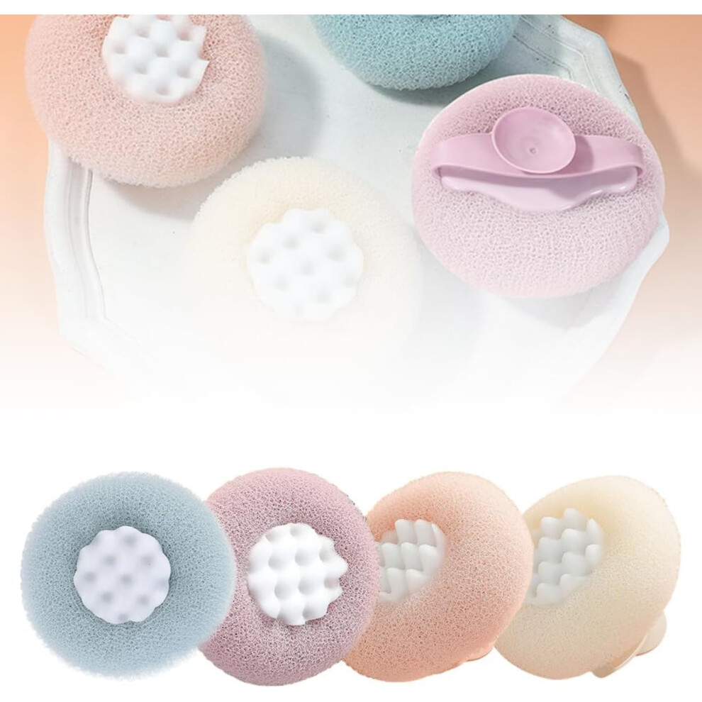 Super Soft Sunflower Bath Sponge and Shower Loofah Set with Suction Cup, QuickDrying Mesh, 4pcs