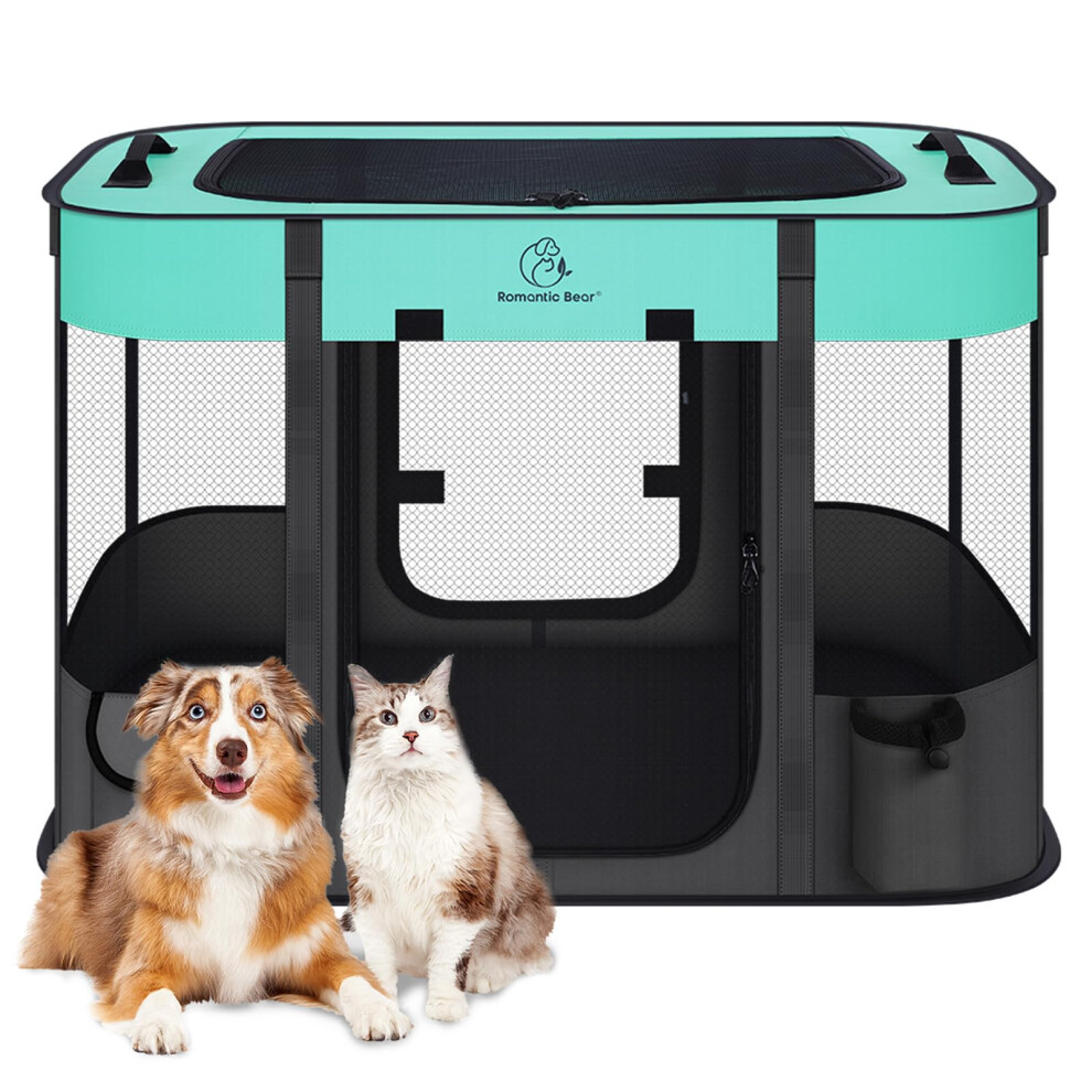 Romantic Bear Foldable Pet Playpen,Cat Dog Playpen,Portable Dog Cage Soft Portable Exercise Kennel Tent,Puppy Pen Indoors/Outdoors Pet Tent Fence (L(100 *