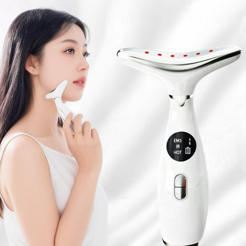 Red/Light/White Face Sculpting Device With Therapy, Microcurrent Lift, Heated Antiaging Massager For Face And Neck (White)