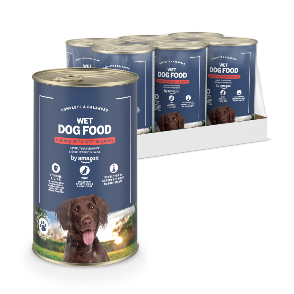 By Amazon Wet Dog Food, Beef Chunks In Gravy 6X1.24kg