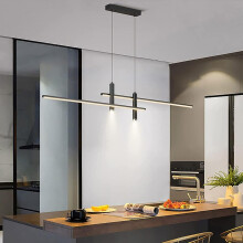 LED Pendant Light Black Modern Linear Chandelier Dimmable with Remote for Kitchen Island Dining