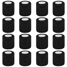 Clooflar 16 Pack Self Adhesive Cohesive Bandage, 5cm x 4.5m Black Elastic Football Sock Tape for Sports, First Aid Medical and Vet Wrap, Grip Tape