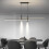 LED Pendant Light Black Modern Linear Chandelier Dimmable with Remote for Kitchen Island Dining 2