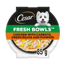CESAR Fresh Bowl Adult Dog with Chicken,Carrots,Beans,Pumpkin in Gravy 85g (Pack