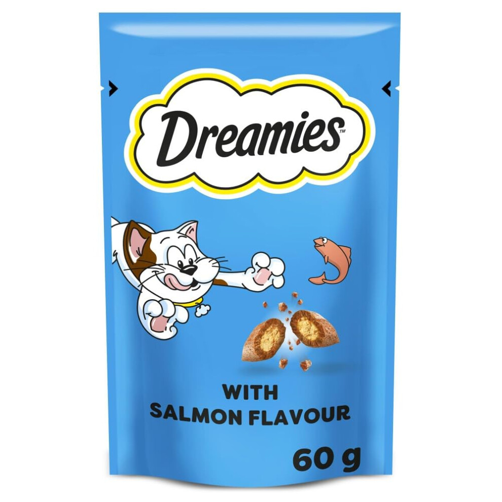 Dreamies Cat Treats, Tasty Snacks With Tempting 8 Pouches Of 6 Salmon