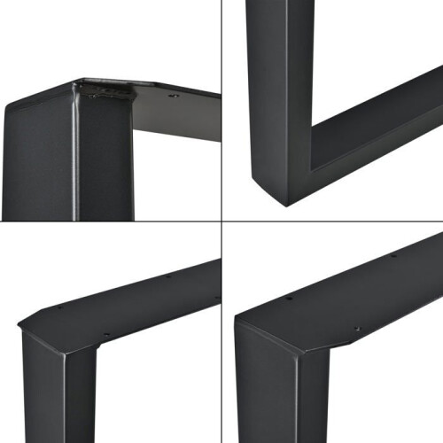 Patas de mesa - HELLOSHOP26 - Rectangular - 64 cm - Metal negro - Lote de 2 1