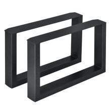Pieds de table - HELLOSHOP26 - Rectangulaire - 64 cm - Métal noir - Lot de 2