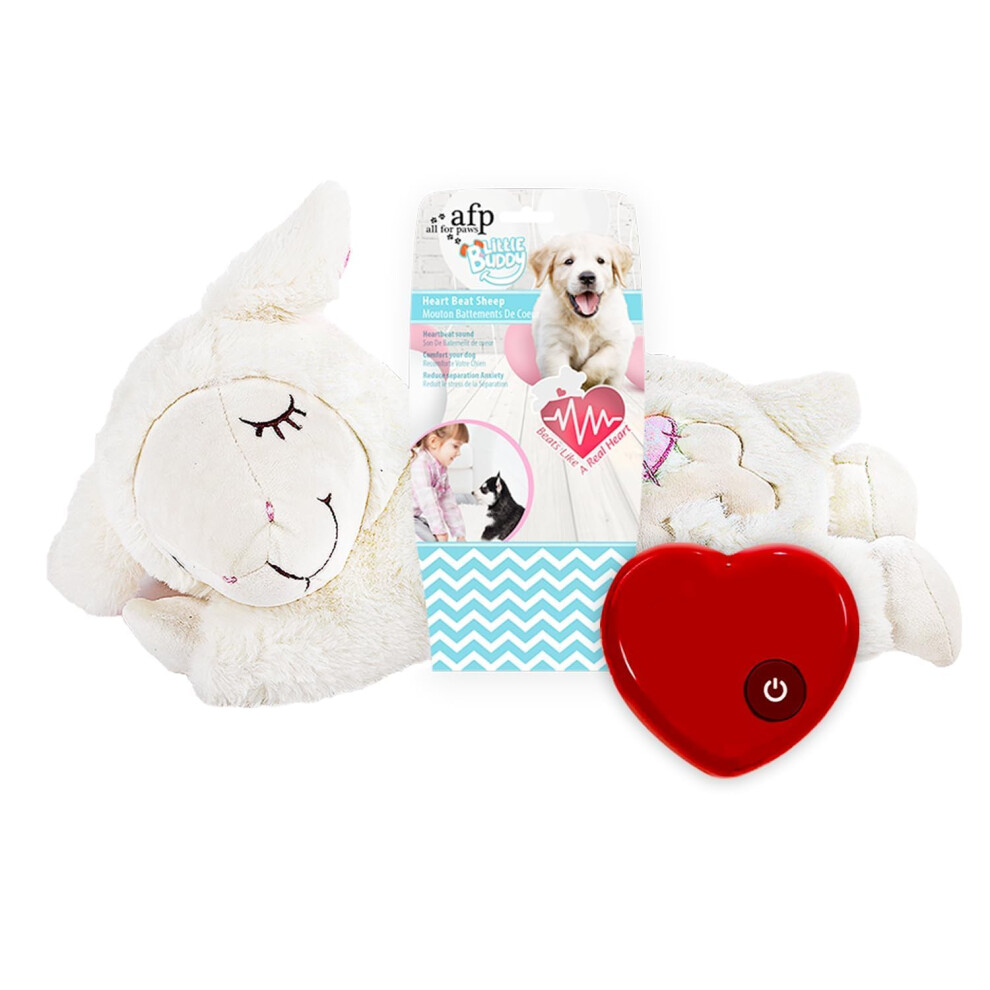 All For Paws Little Buddy Heart Beat Sheep Dog Plush Toy, Beige, 2.8 Kg