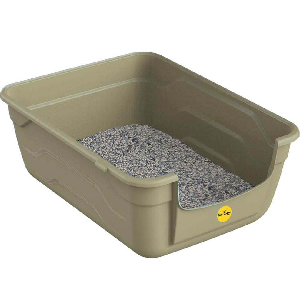 Cat Centre Grey Large Cat Litter Tray Box High Sided Uk Deep Toilet Loo Adult Cats Kitten Pan Pet Easy Cleaning Lowered Entry Step 11.5Cm El