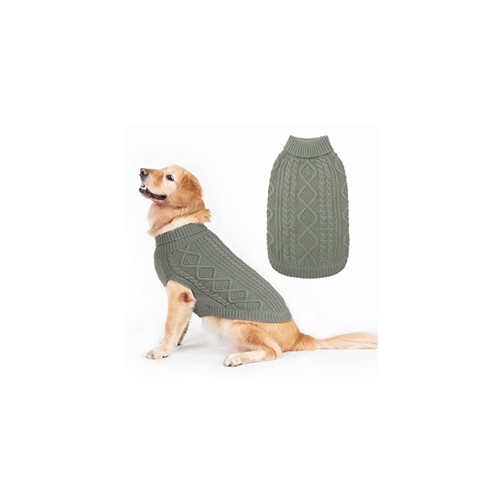 New Bingpet Turtleneck Dog Jumper - Classic Cable Knit Dog Sweater Coat, W