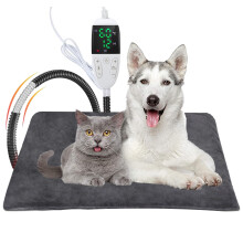 Emwel Pet Heating Pad 45 * 70cm Adjustable Timer & Adjustable Temperature,Waterproof Safe Heated Pet mat for Dog Cat