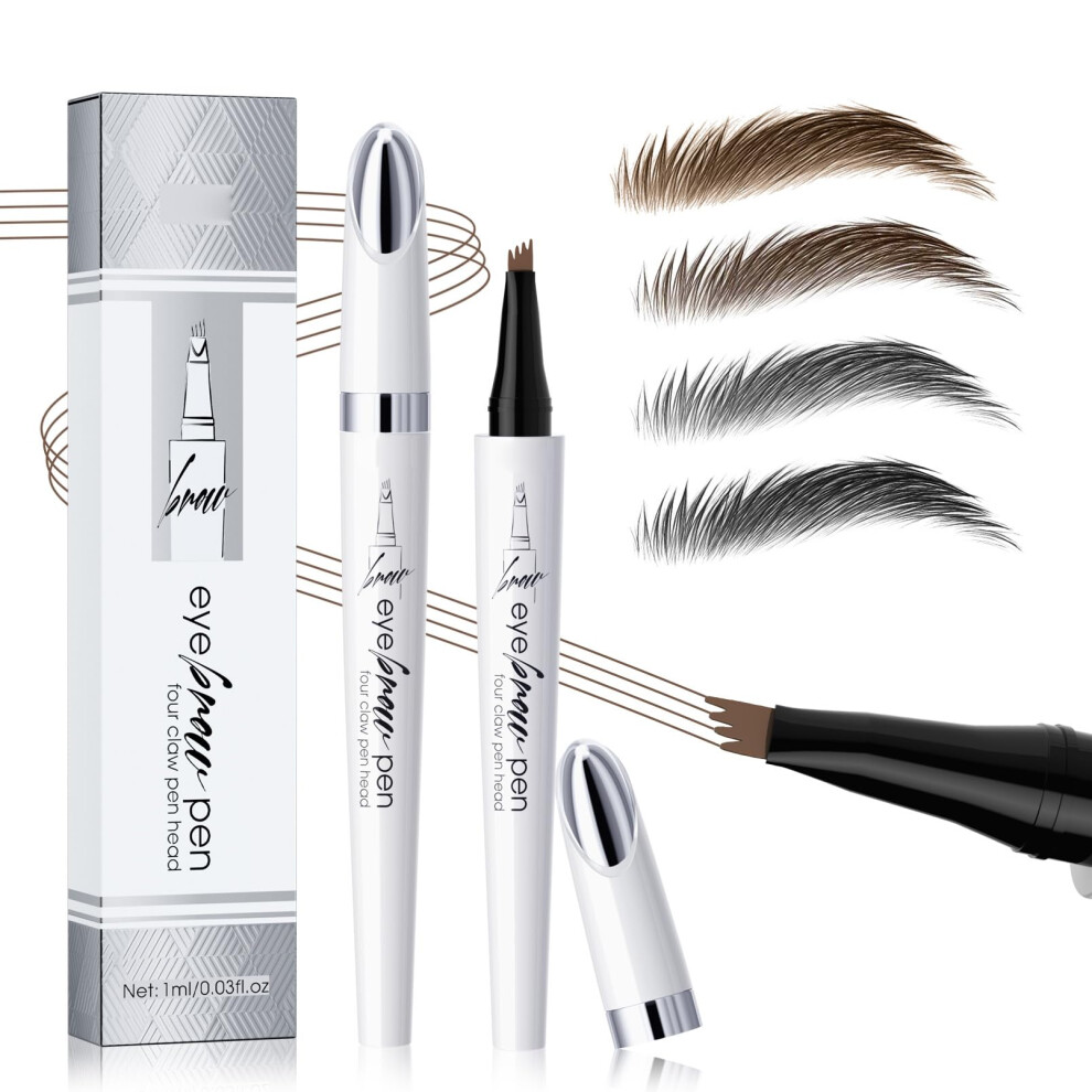 Waterproof 4Claw Liquid Eyebrow Pencil for Natural 3D Brows LongLasting SmudgeProof 02#