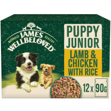 James Wellbeloved Grain Free Puppy Dog Food with Lamb and Chicken in Gravy Pouch 12 x 90 g