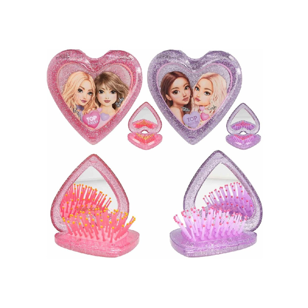 Topmodel Pink Childrens Folding Heart Shaped Hairbrush Beauty And Me