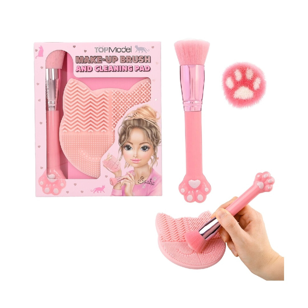 Depesche Pink/White Topmodel Beauty And Me Kitty Style Brush And Cleaning Pad