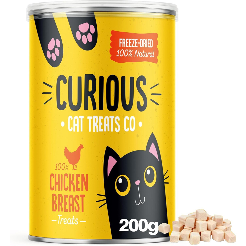 New Curious 200G Freeze Dried Chicken Cat Treats 100% Natural Chicken Breast Nibbl