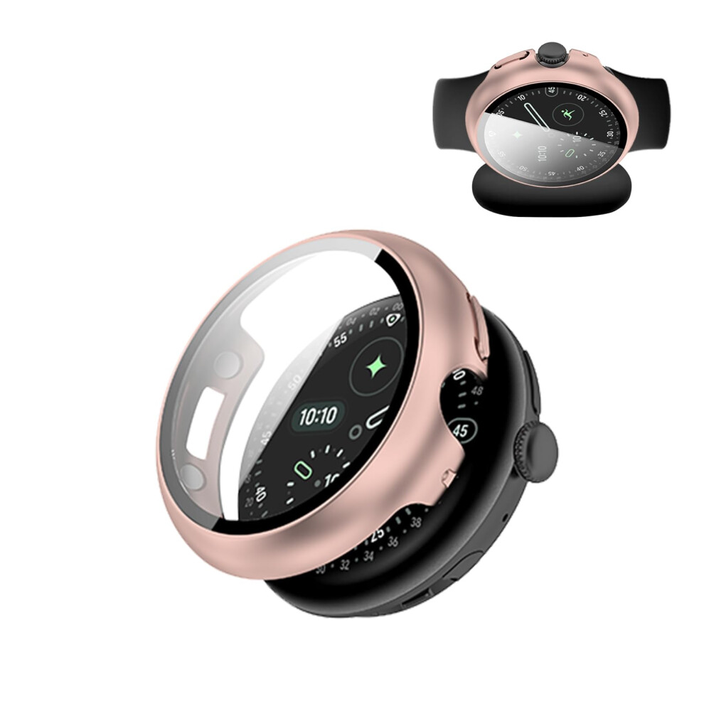 Case For Google Pixel Watch 4 45Mm With Builtin Screen Protector, Shockproof Full Coverage Pc Shell, Rose Gold 9455672939645