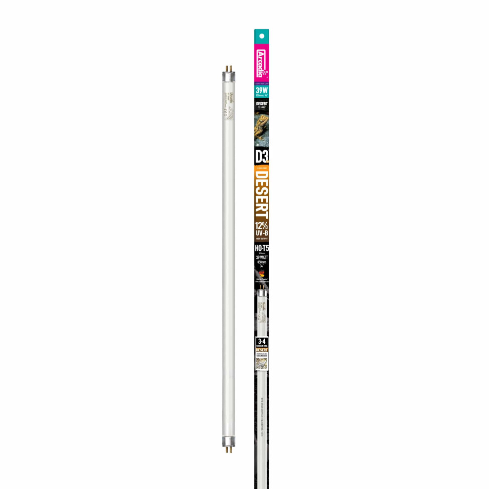 Arcadia D3+ Reptile T5 Lamp 12% Uvb, 39W 86.5Cm. High Output Desert Uv