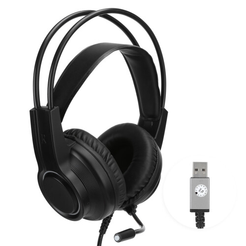 Ακουστικά για παιχνίδια με ήχο surround με μικρόφωνο ακύρωσης θορύβου, USB Plug Play HiFi Audio,