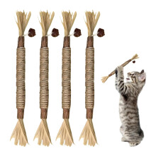 Cat Teeth Cleaning Kitten Teething Chewing Toy Rope (wood color)