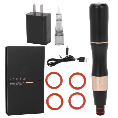 Adjustable Needle Permanent Makeup Pen With Mute Coreless Motor Metal Grip Frame 3 Speed Settings Voltage Display Wireless Functionality