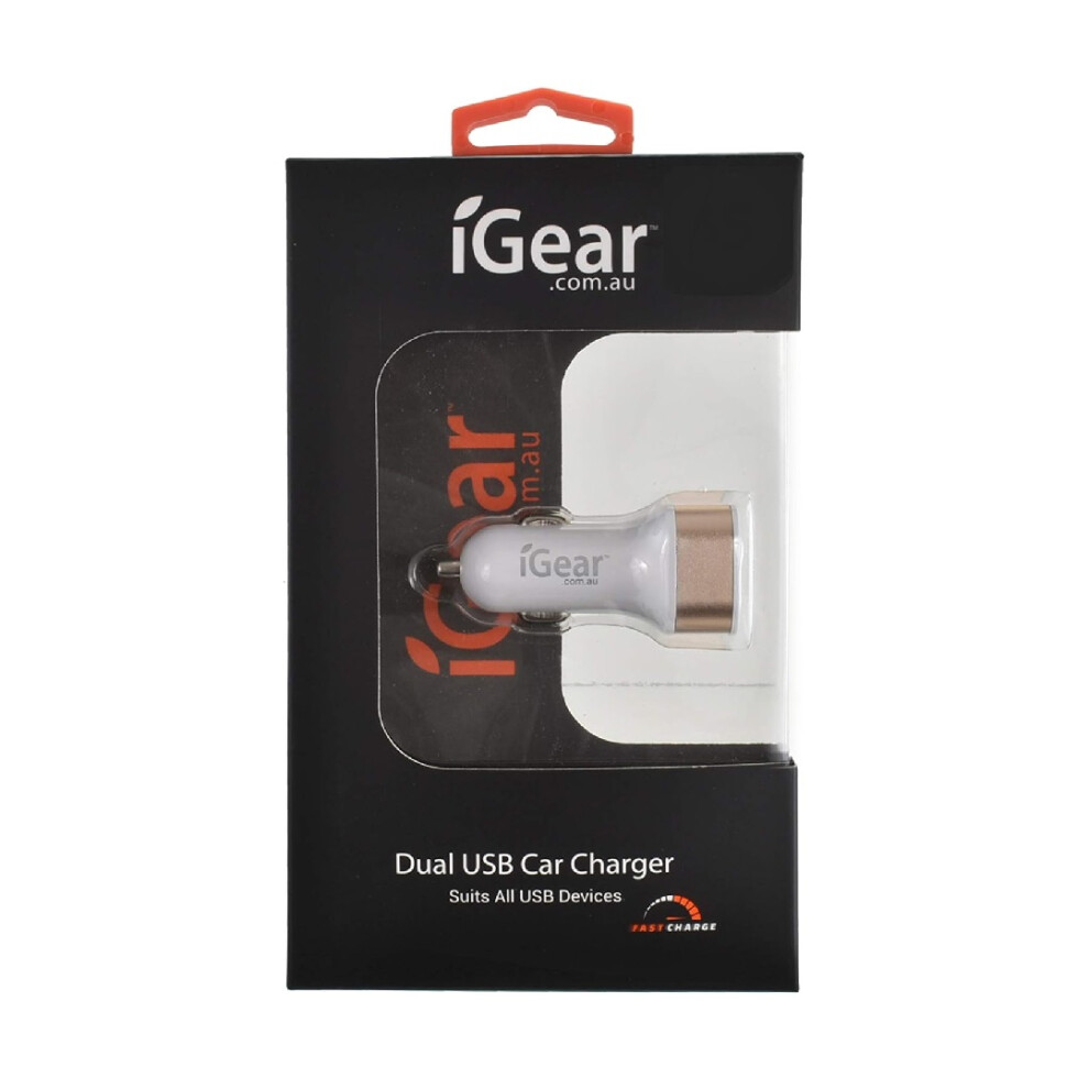 Igear Car Charger Dual Usb 2.4A Assorted Colours 5033849028220