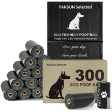 Dog Poo Bags, 300 Count Refill Rolls, Dog Poop Bags Leak-Proof & Extra Thick, Unscented Black Waste Bags with 38% Recycled Material