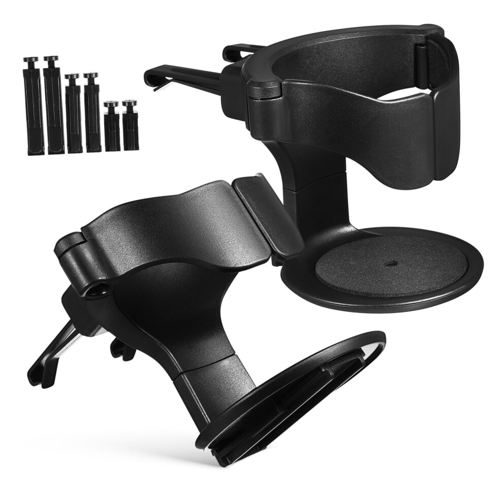 2Pcs Dual Car Cup Holder Extender With Secure Grip, Adjustable Air Vent Mount For Bottles And Cups 9113335758841
