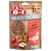 8in1 Meaty Treats, freeze dried snacks for dogs with duck and apple, grain free, no sugar, 50g